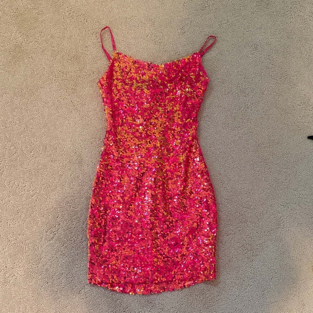 B Darlin Pink Sequin Mini Dress